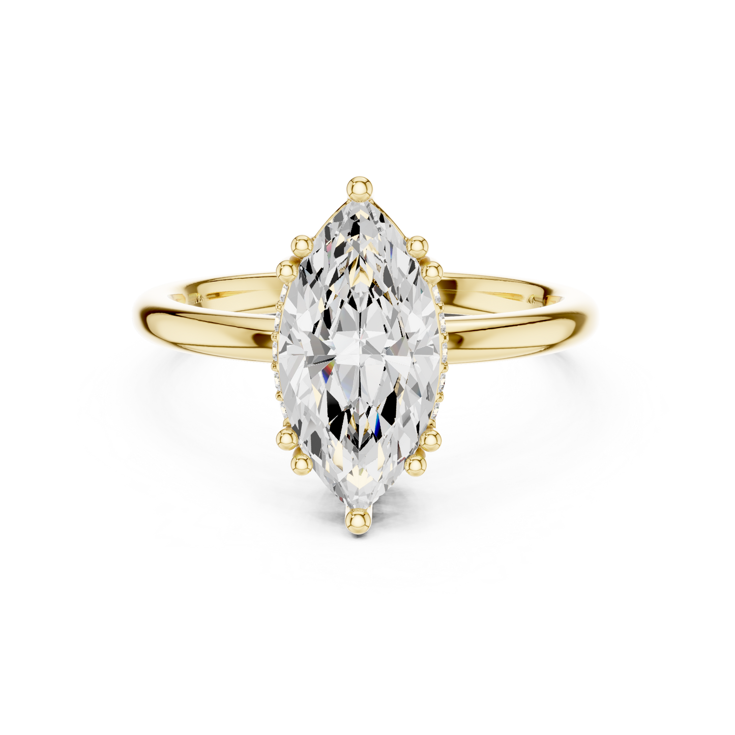 2.06ctw Marquise Cut Solitaire Ring with Hidden Halo | Yellow Gold