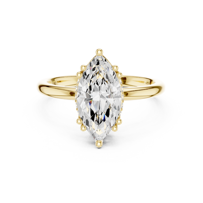 2.06ctw Marquise Cut Solitaire Ring with Hidden Halo | Yellow Gold