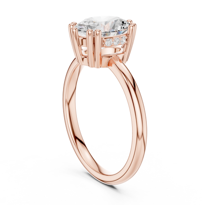 2.04ctw Oval Cut Solitaire Ring with Hidden Halo | Yellow Gold
