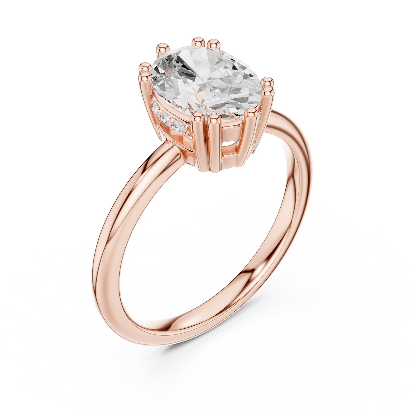 2.04ctw Oval Cut Solitaire Ring with Hidden Halo | Yellow Gold