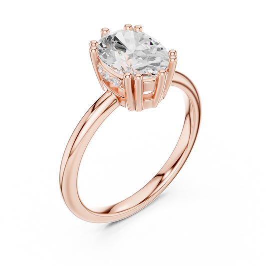 2.04ctw Oval Cut Solitaire Ring with Hidden Halo | Yellow Gold