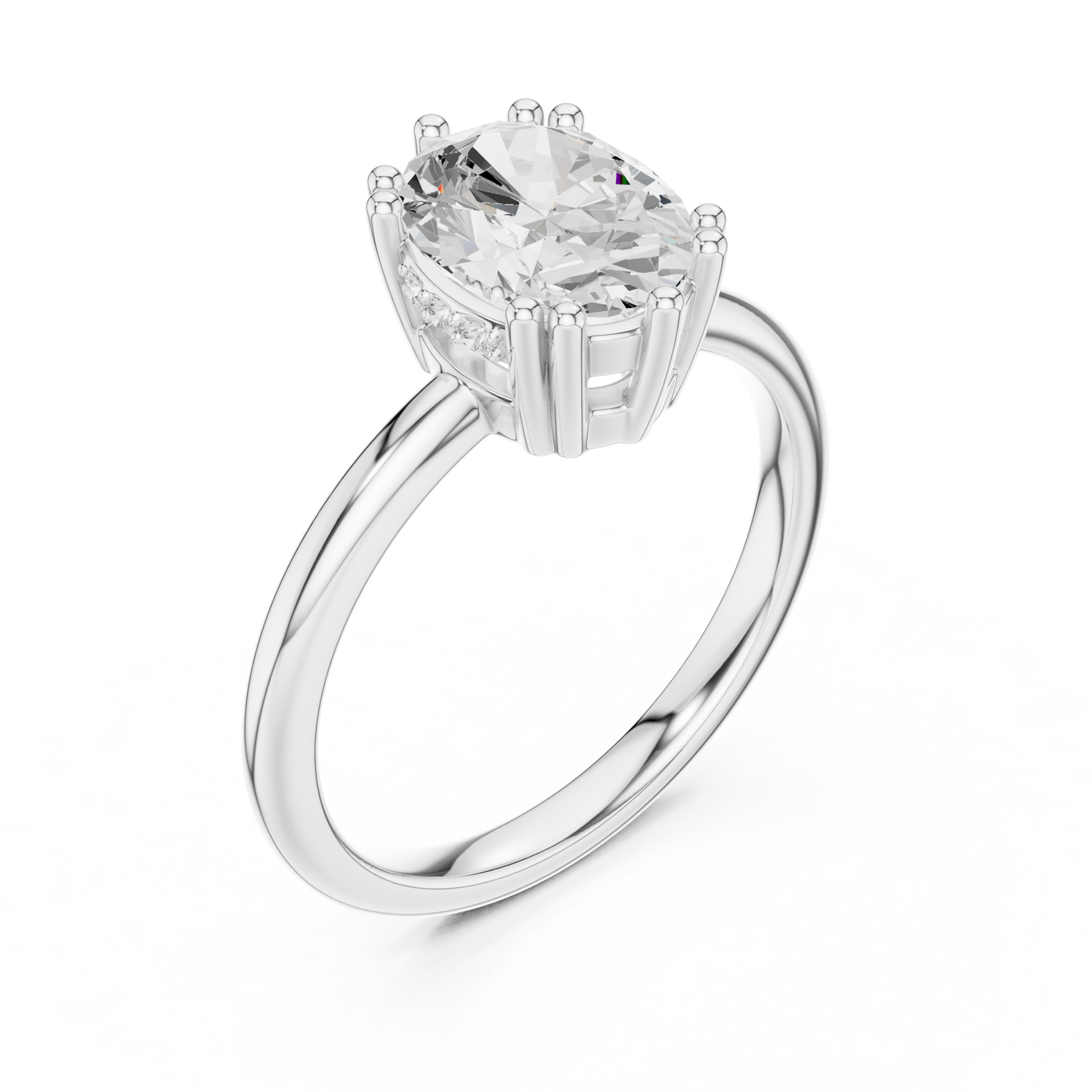 2.04ctw Oval Cut Solitaire Ring with Hidden Halo | Yellow Gold