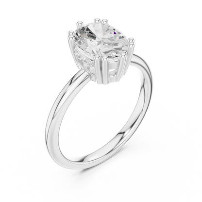 2.04ctw Oval Cut Solitaire Ring with Hidden Halo | Yellow Gold