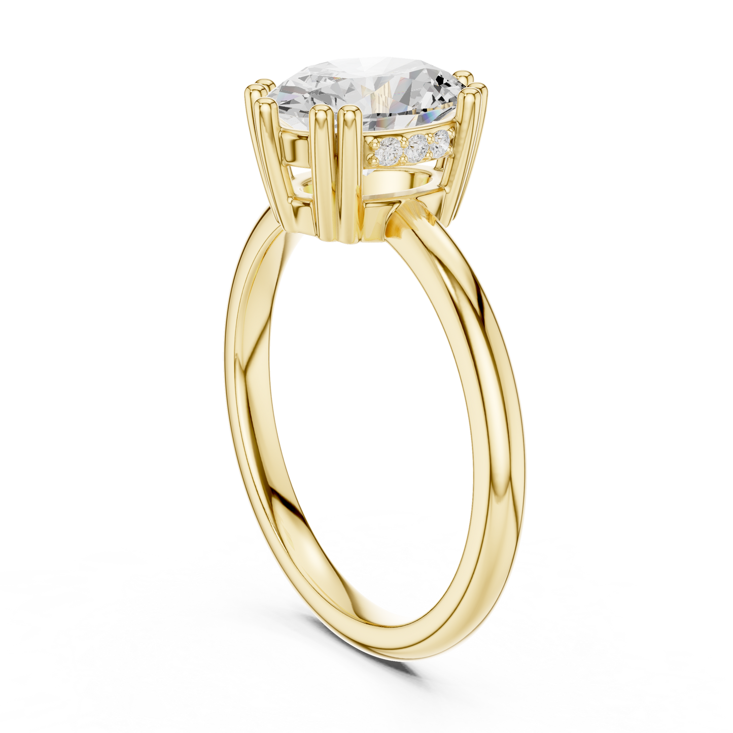 2.04ctw Oval Cut Solitaire Ring with Hidden Halo | Yellow Gold