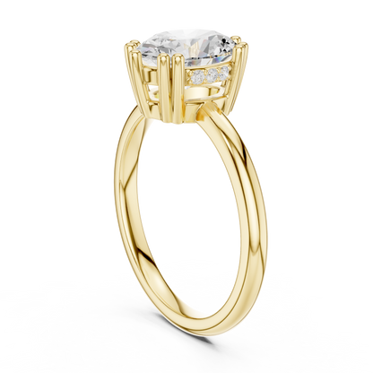 2.04ctw Oval Cut Solitaire Ring with Hidden Halo | Yellow Gold