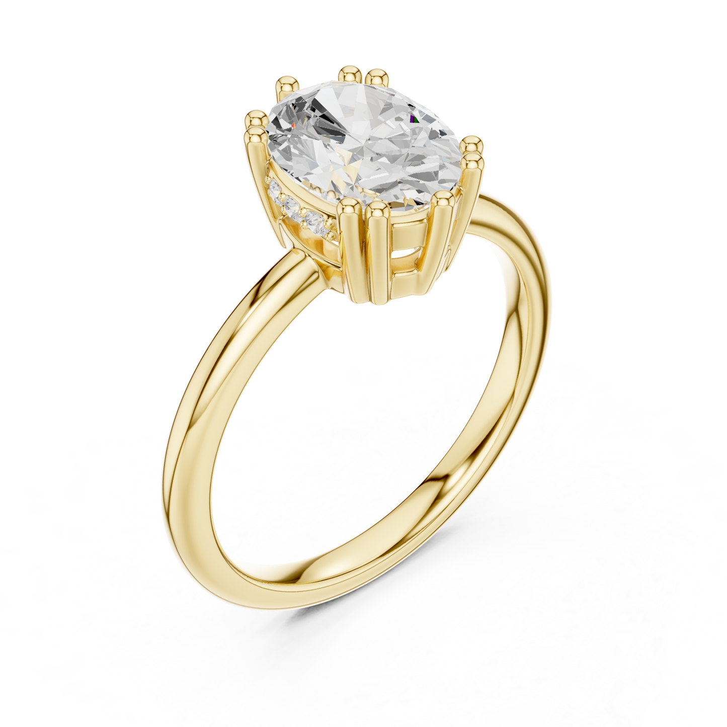 2.04ctw Oval Cut Solitaire Ring with Hidden Halo | Yellow Gold