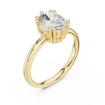 2.04ctw Oval Cut Solitaire Ring with Hidden Halo | Yellow Gold