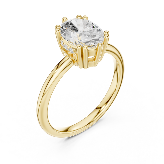 2.04ctw Oval Cut Solitaire Ring with Hidden Halo | Yellow Gold