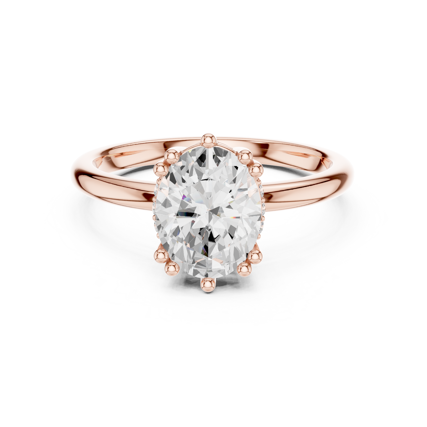 2.04ctw Oval Cut Solitaire Ring with Hidden Halo | Yellow Gold