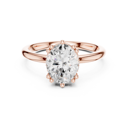 2.04ctw Oval Cut Solitaire Ring with Hidden Halo | Yellow Gold