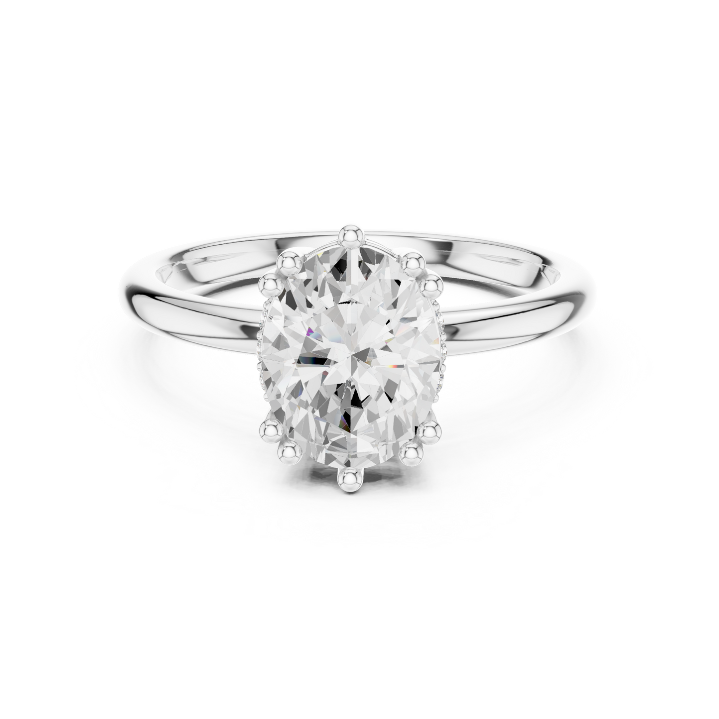 2.04ctw Oval Cut Solitaire Ring with Hidden Halo | Yellow Gold