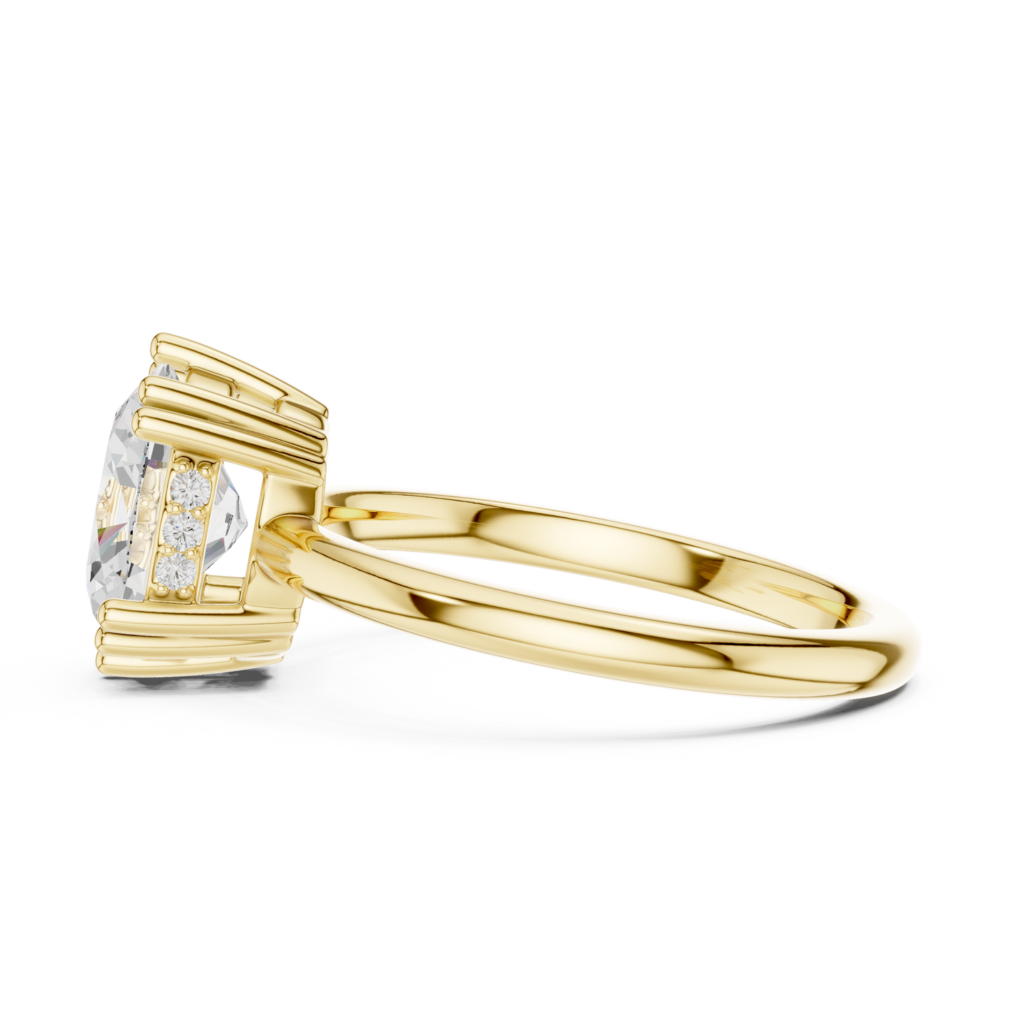 2.04ctw Oval Cut Solitaire Ring with Hidden Halo | Yellow Gold