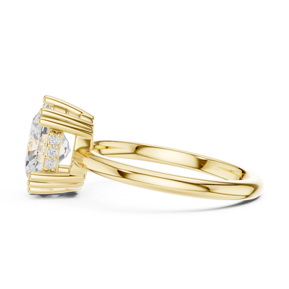 2.04ctw Oval Cut Solitaire Ring with Hidden Halo | Yellow Gold