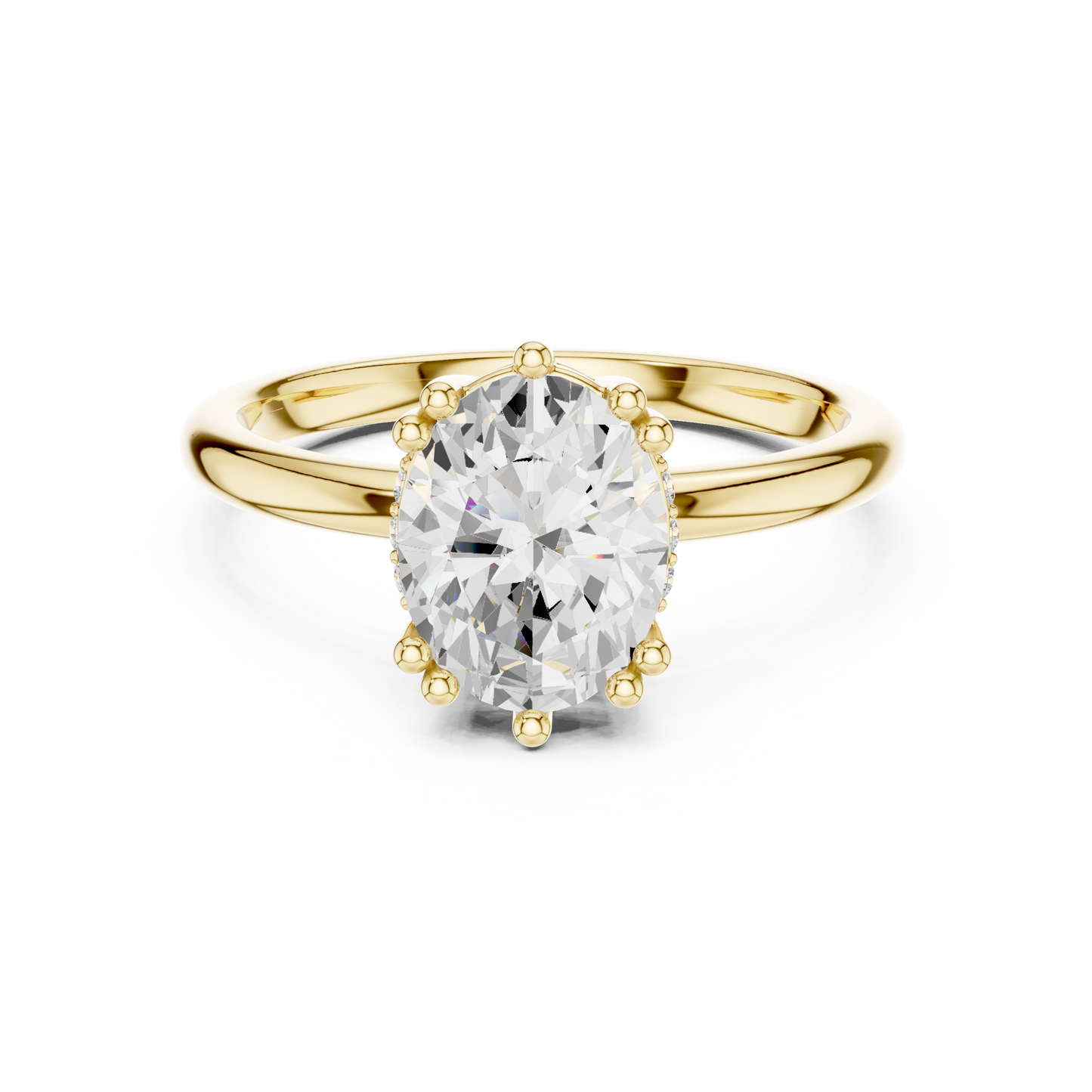 2.04ctw Oval Cut Solitaire Ring with Hidden Halo | Yellow Gold