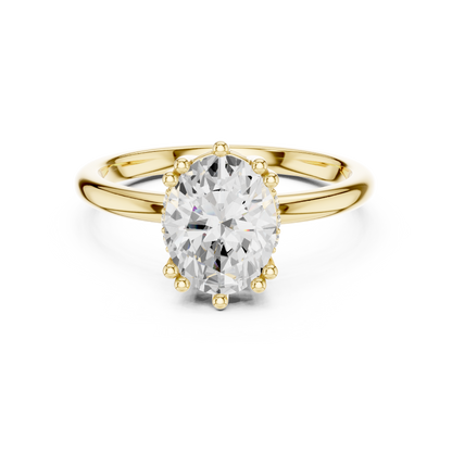 2.04ctw Oval Cut Solitaire Ring with Hidden Halo | Yellow Gold