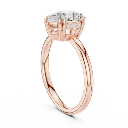 2.04ctw Pear Cut Solitaire Ring with Hidden Halo | Yellow Gold