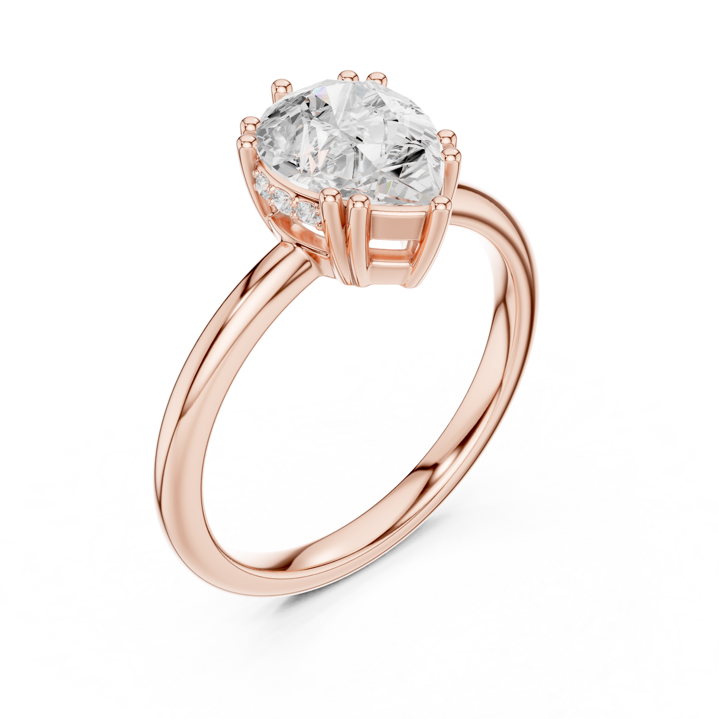 2.04ctw Pear Cut Solitaire Ring with Hidden Halo | Yellow Gold