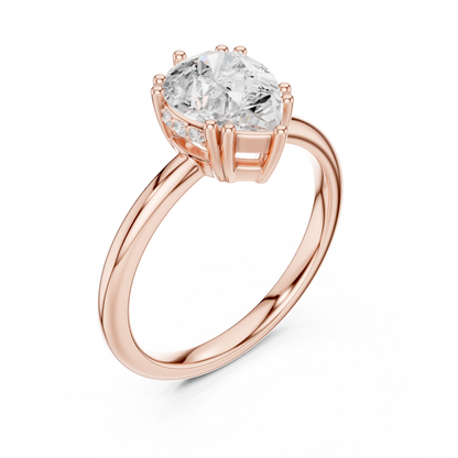 2.04ctw Pear Cut Solitaire Ring with Hidden Halo | Yellow Gold
