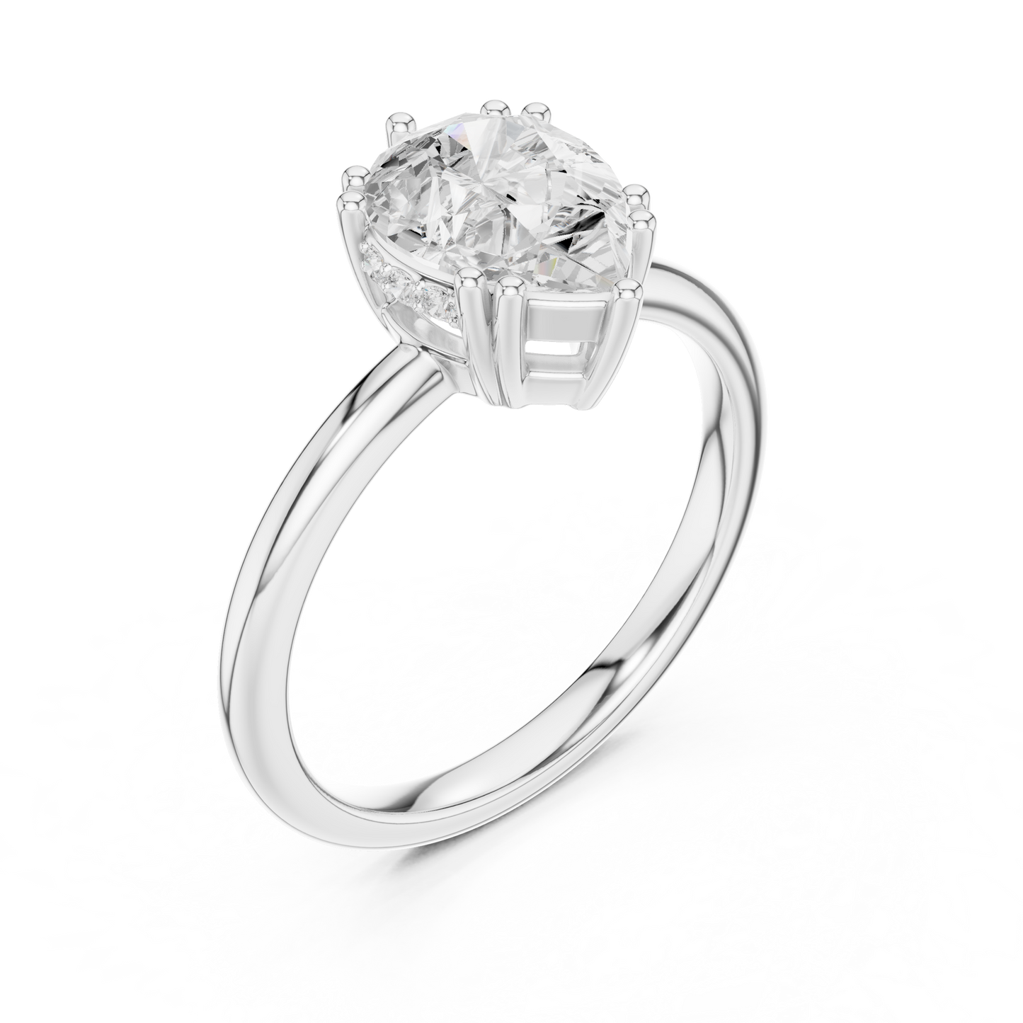 2.04ctw Pear Cut Solitaire Ring with Hidden Halo | Yellow Gold