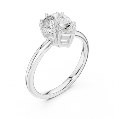 2.04ctw Pear Cut Solitaire Ring with Hidden Halo | Yellow Gold