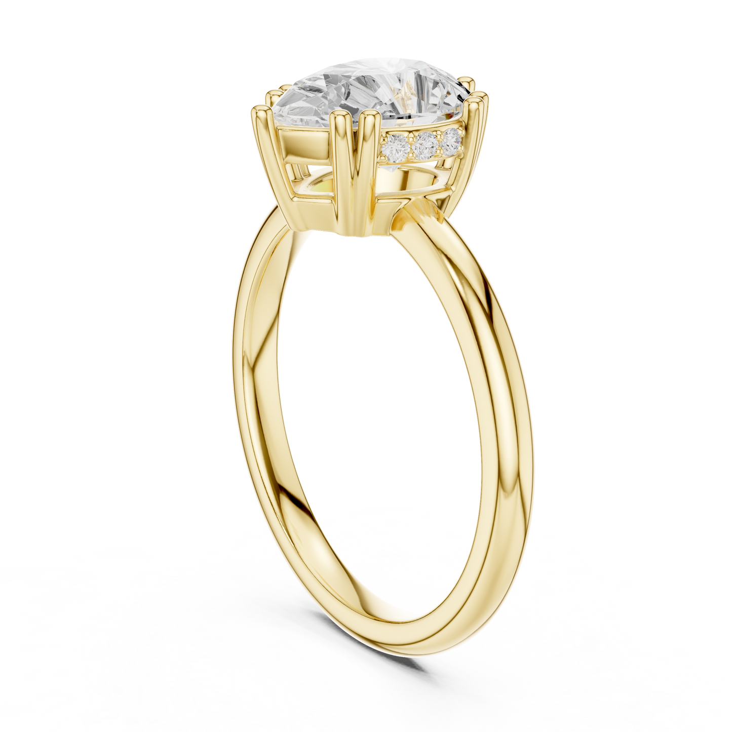2.04ctw Pear Cut Solitaire Ring with Hidden Halo | Yellow Gold