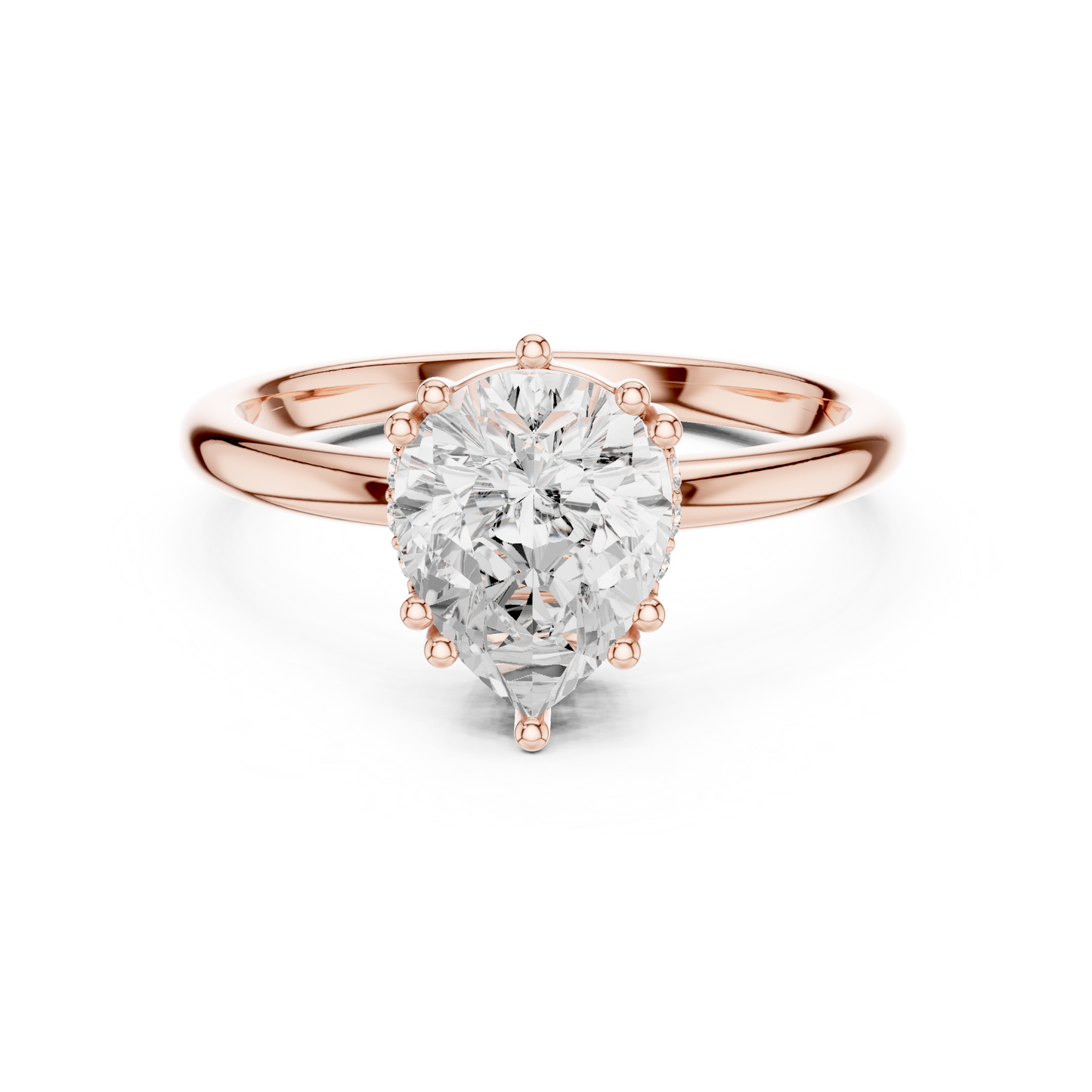 2.04ctw Pear Cut Solitaire Ring with Hidden Halo | Yellow Gold