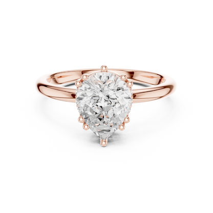 2.04ctw Pear Cut Solitaire Ring with Hidden Halo | Yellow Gold