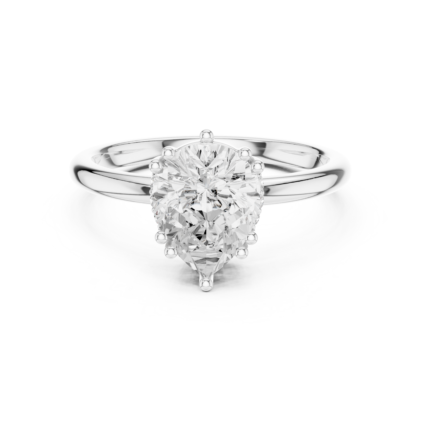 2.04ctw Pear Cut Solitaire Ring with Hidden Halo | Yellow Gold