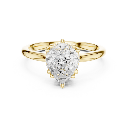 2.04ctw Pear Cut Solitaire Ring with Hidden Halo | Yellow Gold