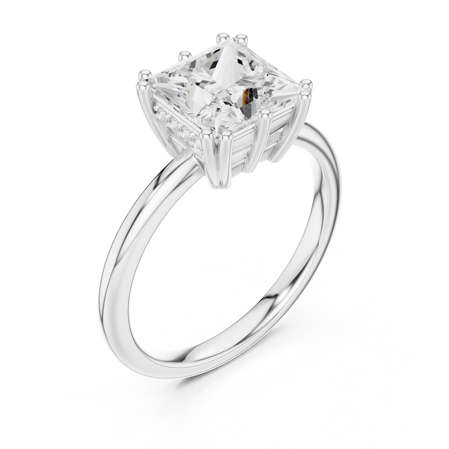 2.05ctw Princess Cut Solitaire Ring with Hidden Halo | Yellow Gold