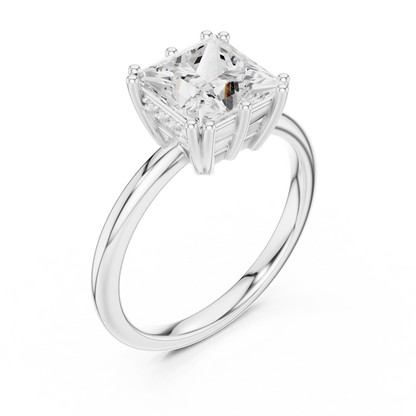 2.05ctw Princess Cut Solitaire Ring with Hidden Halo | Yellow Gold