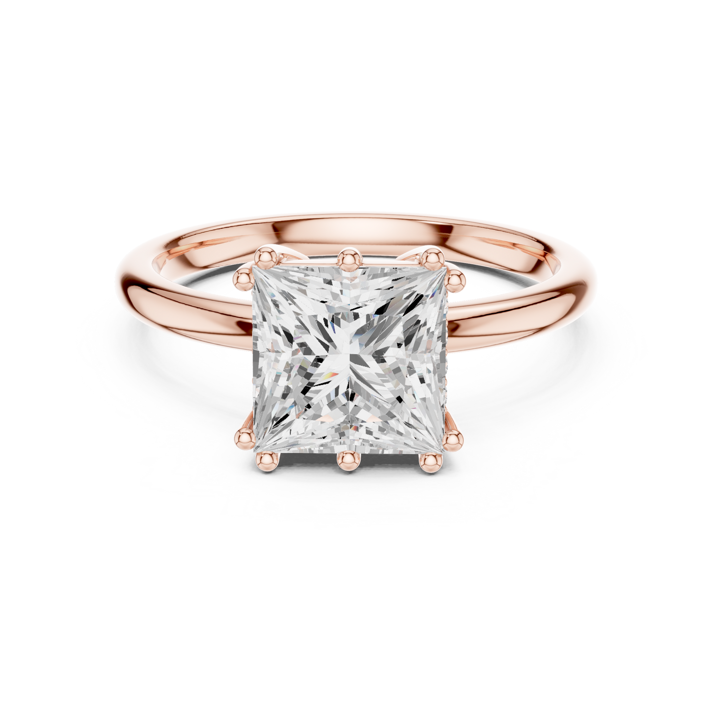 2.05ctw Princess Cut Solitaire Ring with Hidden Halo | Yellow Gold