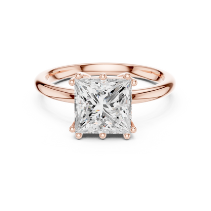 2.05ctw Princess Cut Solitaire Ring with Hidden Halo | Yellow Gold