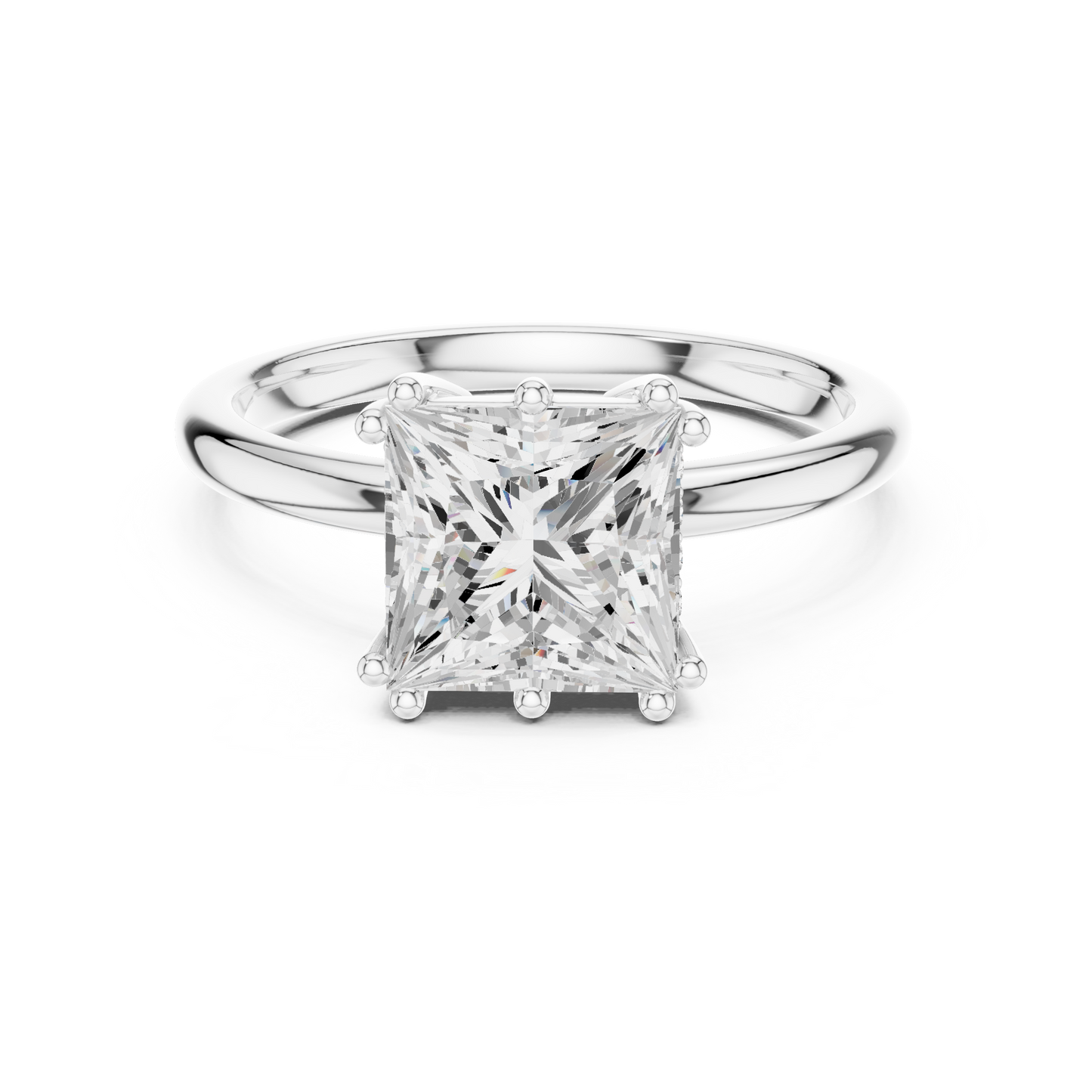 2.05ctw Princess Cut Solitaire Ring with Hidden Halo | Yellow Gold
