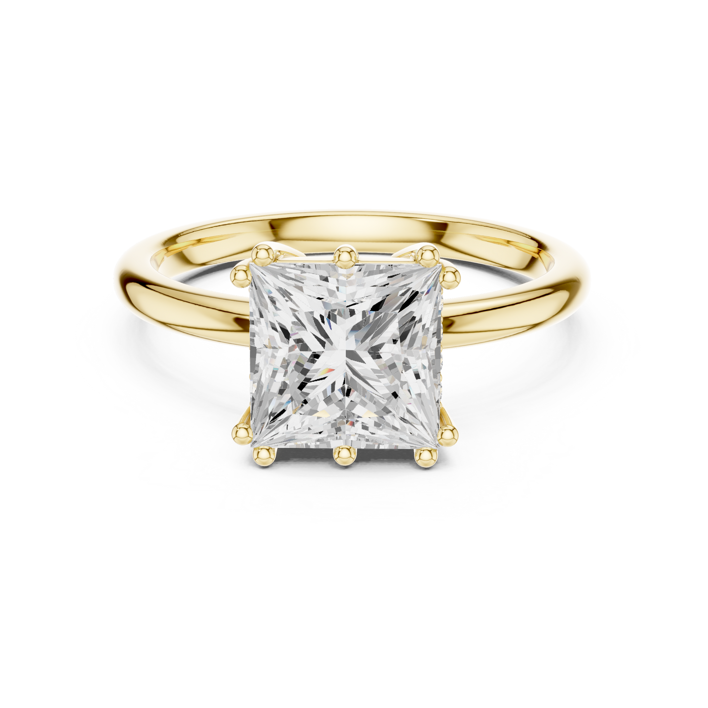 2.05ctw Princess Cut Solitaire Ring with Hidden Halo | Yellow Gold