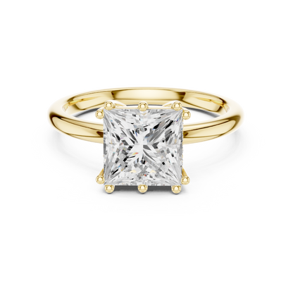 2.05ctw Princess Cut Solitaire Ring with Hidden Halo | Yellow Gold