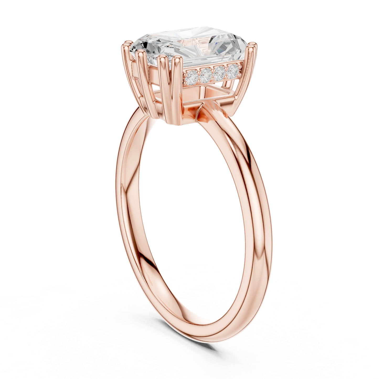 2.05ctw Radiant Cut Solitaire Ring with Hidden Halo | Yellow Gold