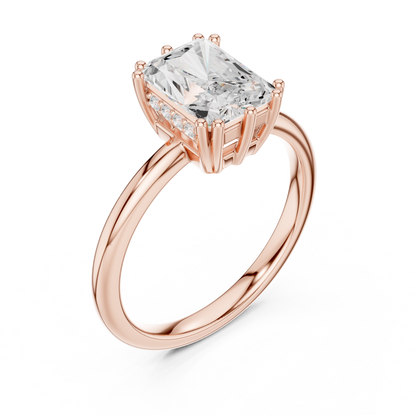 2.05ctw Radiant Cut Solitaire Ring with Hidden Halo | Yellow Gold