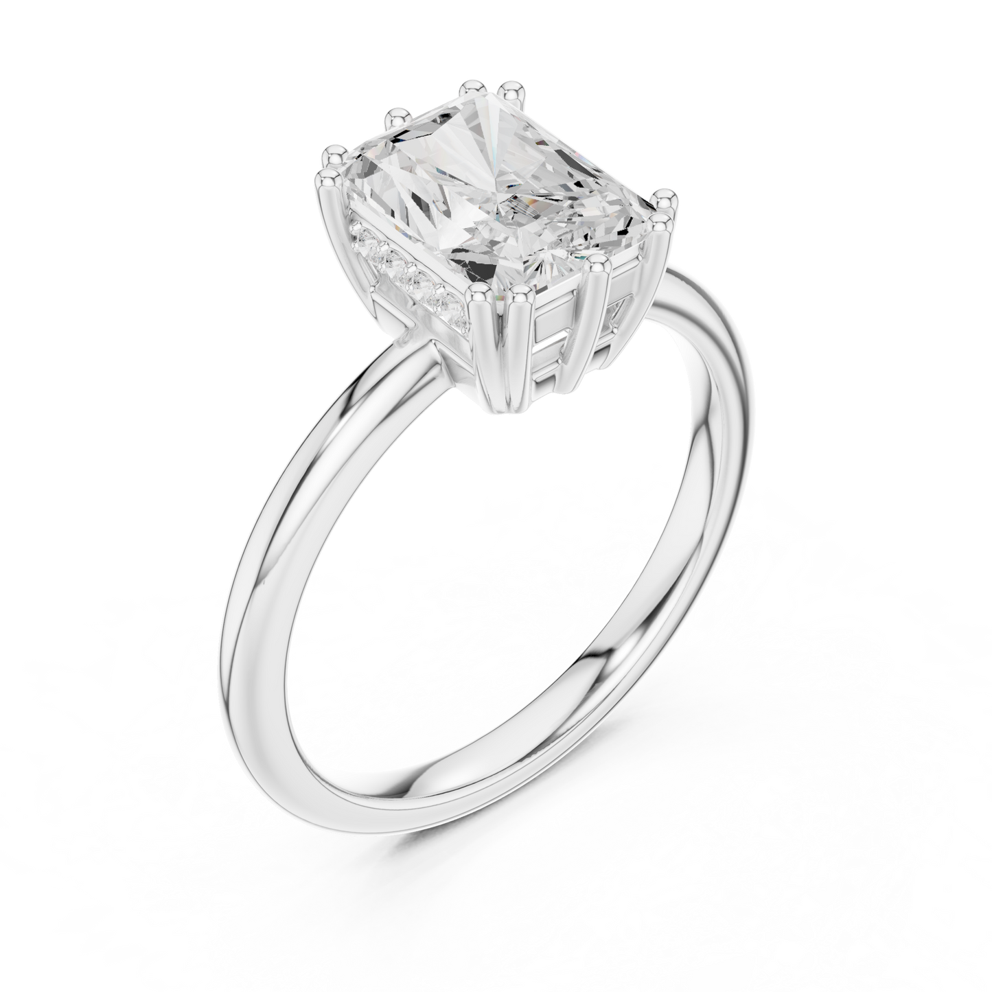 2.05ctw Radiant Cut Solitaire Ring with Hidden Halo | Yellow Gold