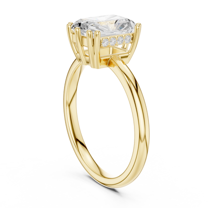 2.05ctw Radiant Cut Solitaire Ring with Hidden Halo | Yellow Gold
