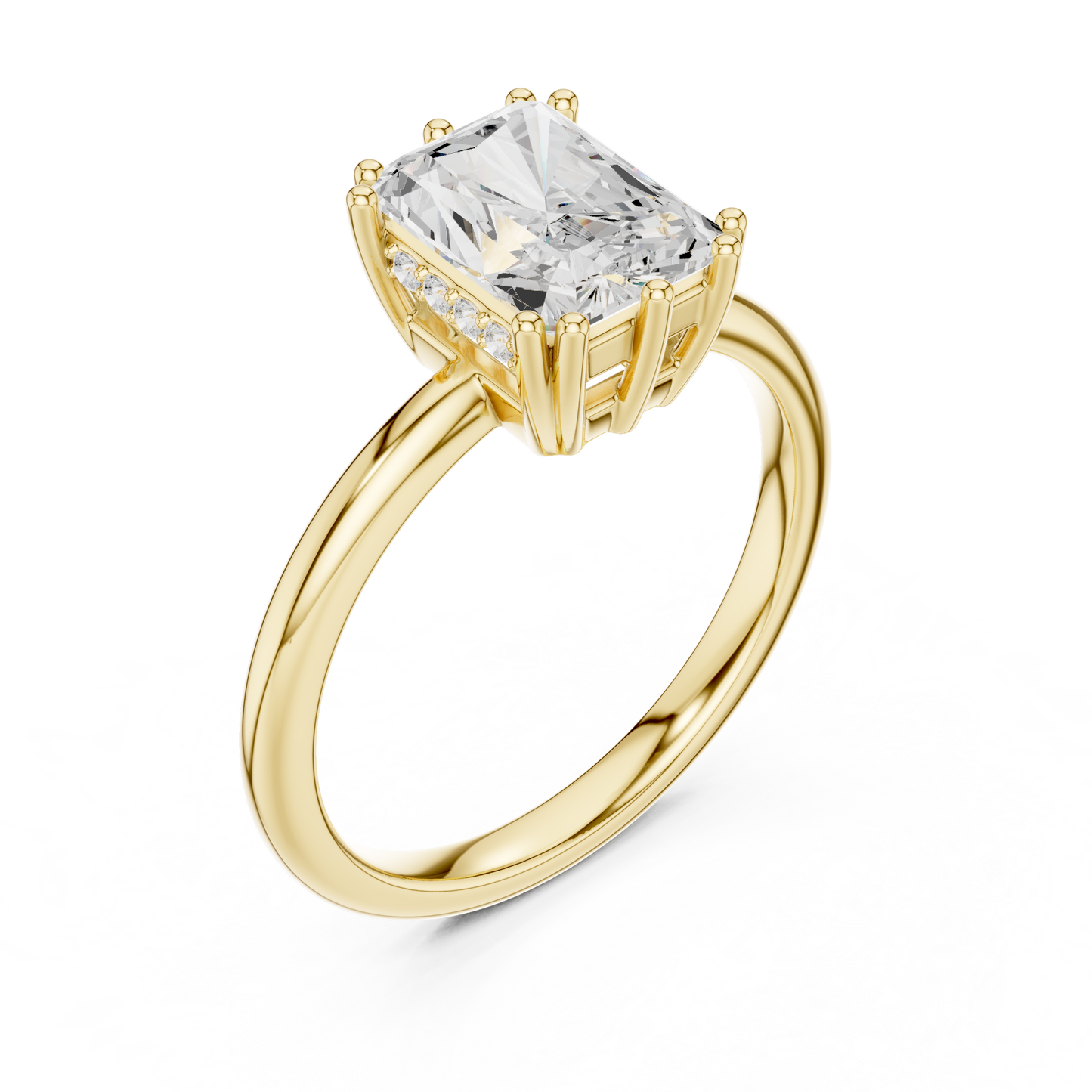 2.05ctw Radiant Cut Solitaire Ring with Hidden Halo | Yellow Gold