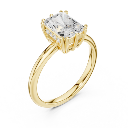 2.05ctw Radiant Cut Solitaire Ring with Hidden Halo | Yellow Gold
