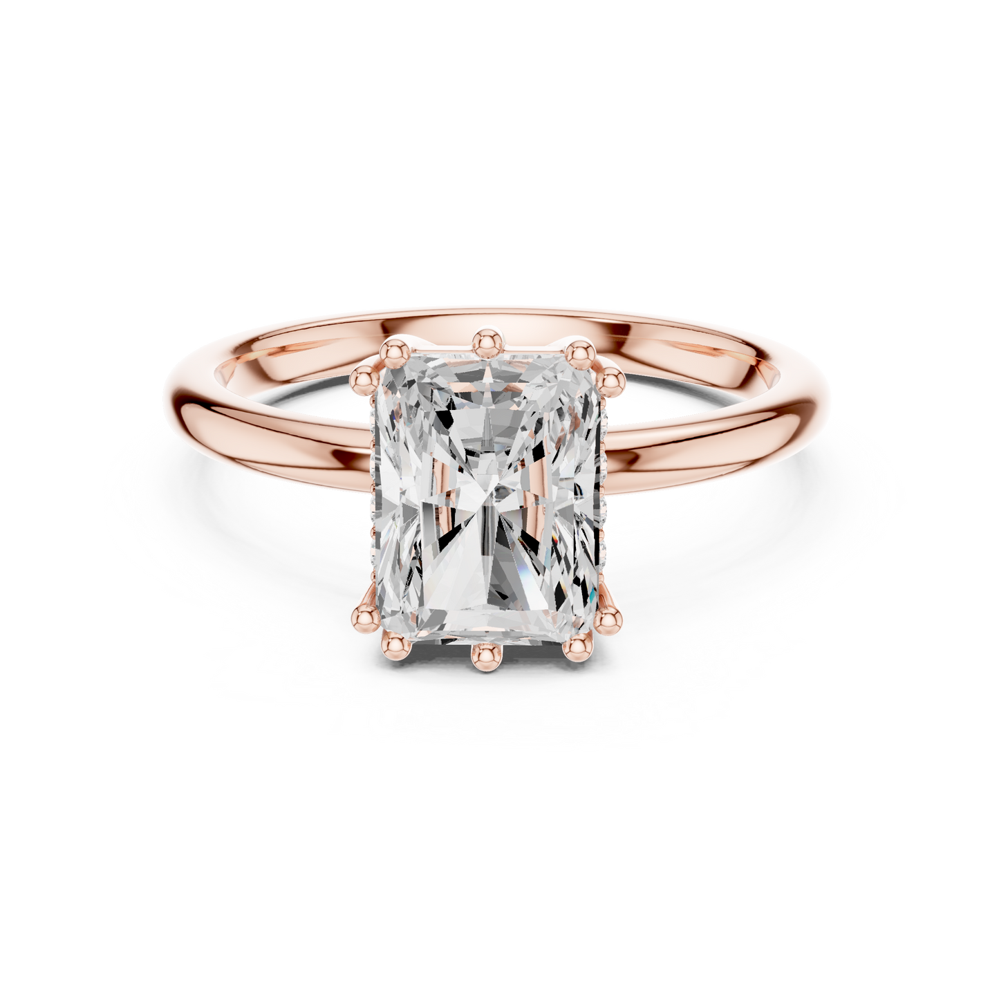 2.05ctw Radiant Cut Solitaire Ring with Hidden Halo | Yellow Gold