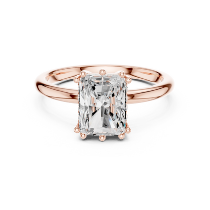 2.05ctw Radiant Cut Solitaire Ring with Hidden Halo | Yellow Gold