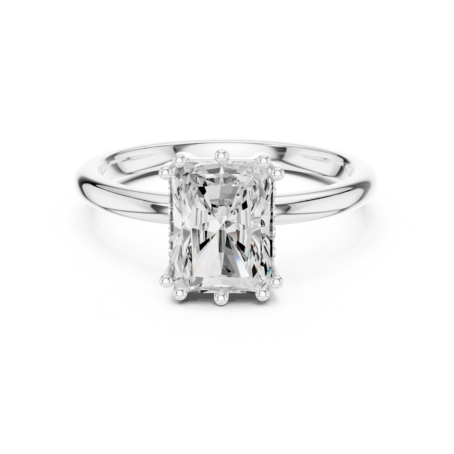 2.05ctw Radiant Cut Solitaire Ring with Hidden Halo | Yellow Gold