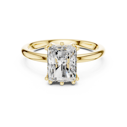 2.05ctw Radiant Cut Solitaire Ring with Hidden Halo | Yellow Gold
