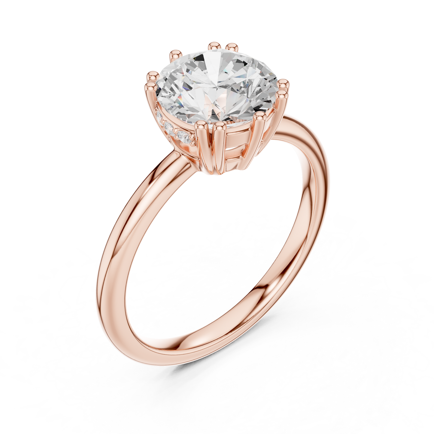 2.04ctw Round Cut Solitaire Ring with Hidden Halo | Yellow Gold