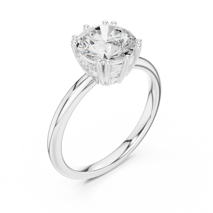 2.04ctw Round Cut Solitaire Ring with Hidden Halo | Yellow Gold