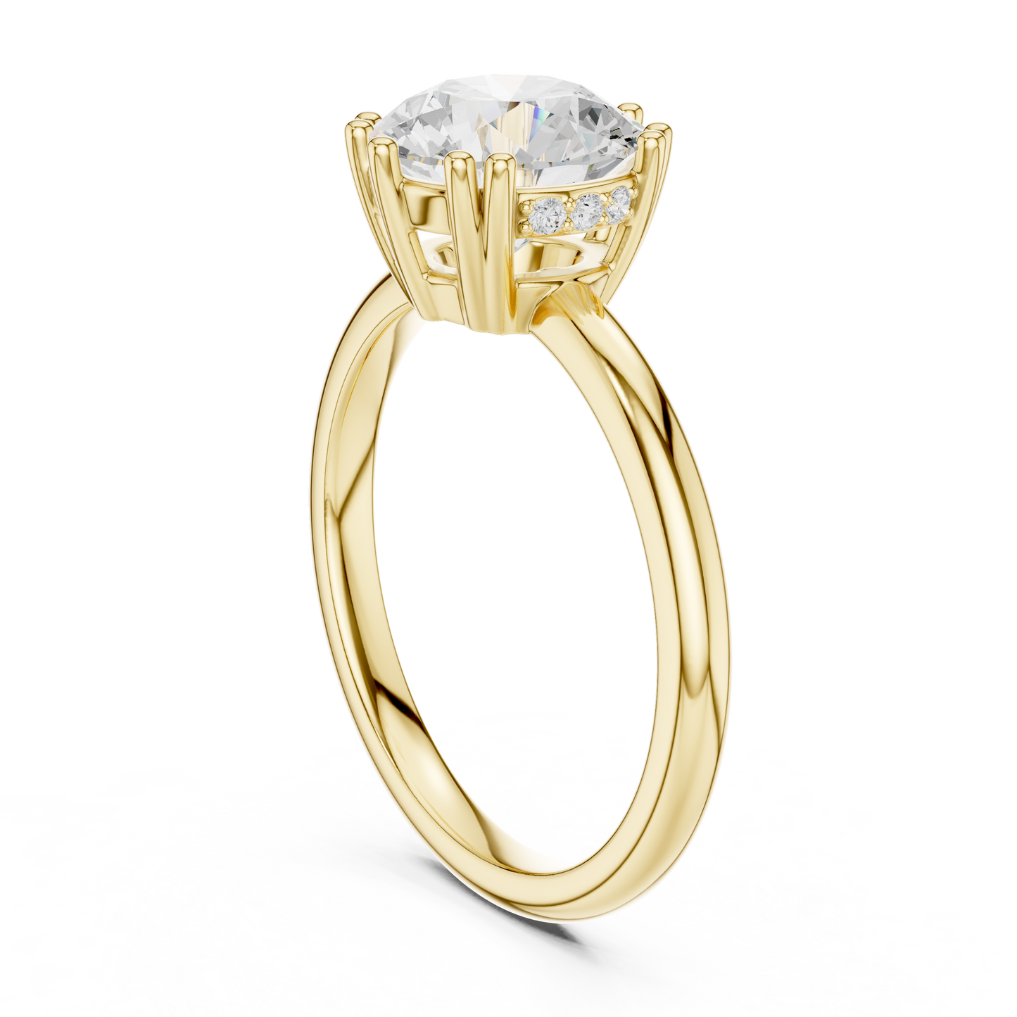 2.04ctw Round Cut Solitaire Ring with Hidden Halo | Yellow Gold