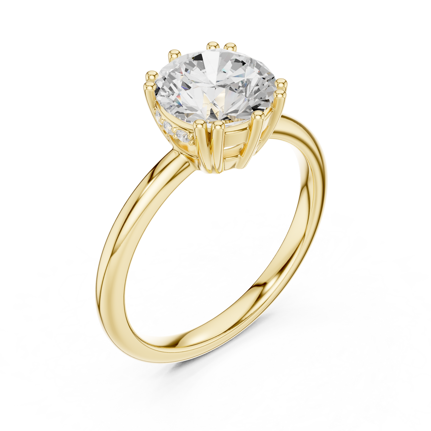 2.04ctw Round Cut Solitaire Ring with Hidden Halo | Yellow Gold